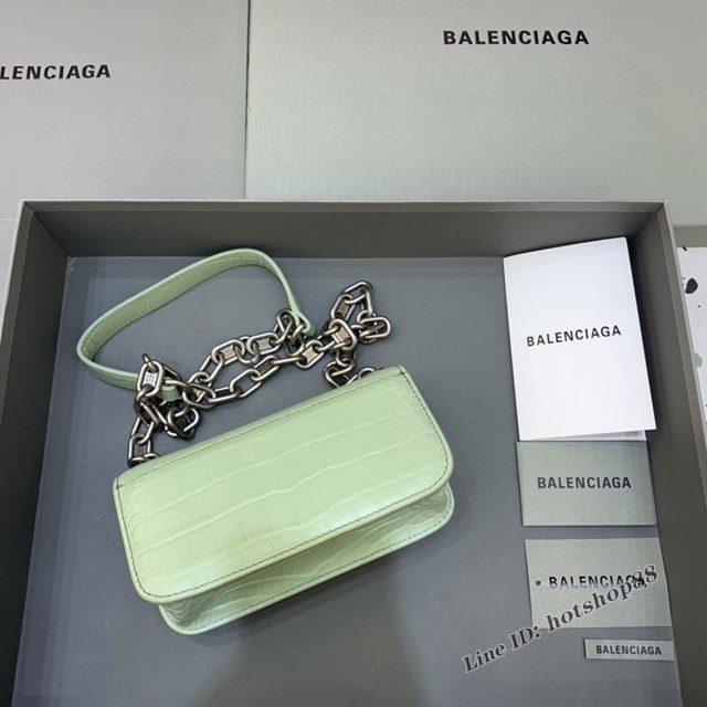 Balenciaga專櫃爆款小號鱷魚薄荷綠肩背包 巴黎世家新款Gossip bag斜挎包 fyj1322